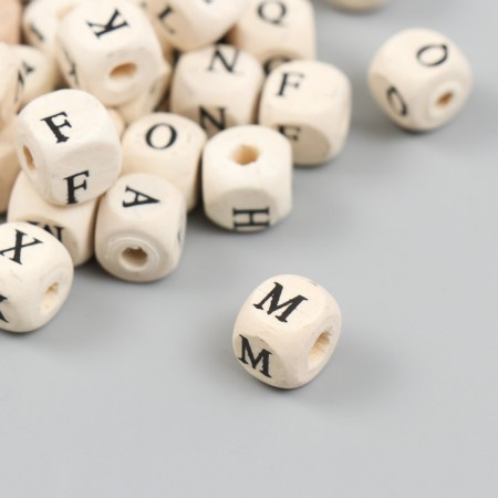 A set of beads for creativity wood "English alphabet" (set50 pcs) 1x1x1 cm-1