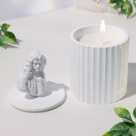 Candle in concrete Aromatic "Moliere", Chinese tea, 13x7 cm, soy wax, 160 g-1