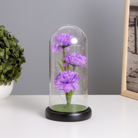 Ночник «Гвоздики» LED сиреневый 3хААА 10,5х10,5х22см