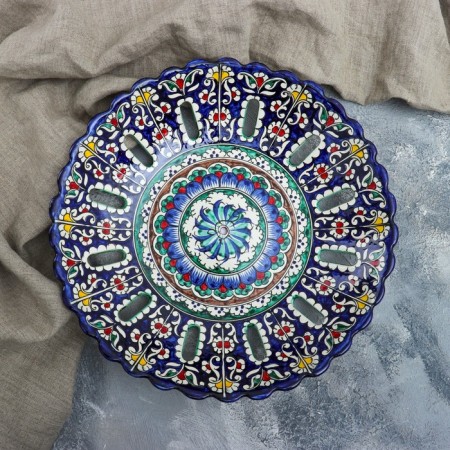 Rishtan ceramics "Patterns", 33 cm, blue-1