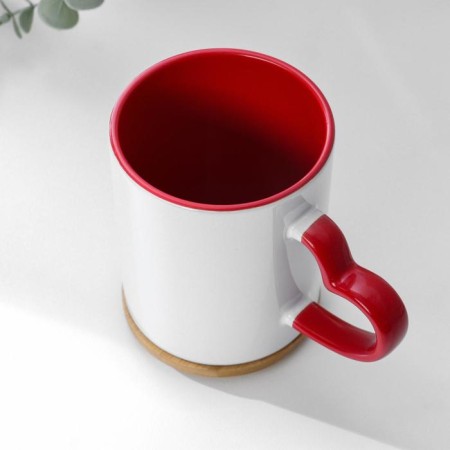 Sublimation mug with a curly hand "Heart" red inside and a pen standard 320ml-2