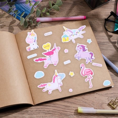 Paper stickers "Flamingo and unicorns", 14 × 21 cm-1