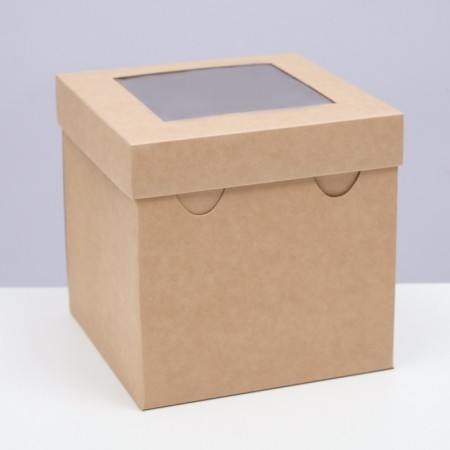 The box is folding, the lid is, with a window, craft, 15 x 15 x 15 cm