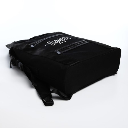 A backpack with a zipper, 2 external pockets, black color-5