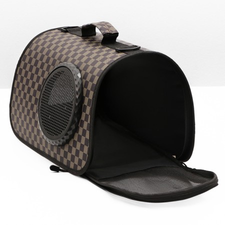 An animal carrier bag with a cage window, brown, 40 x 26 x 26 cm-10