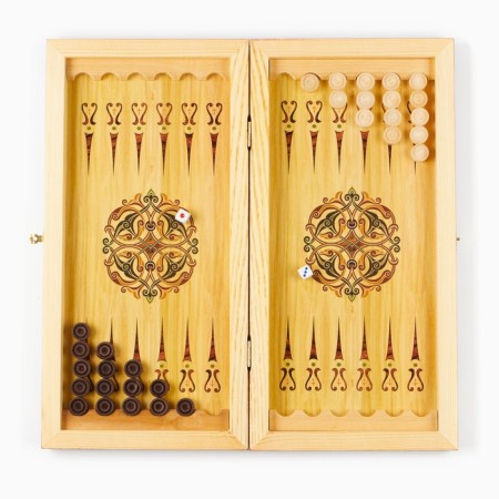 Wooden backgammon with checkers, board game "Soldier", 40 x 40 cm-1
