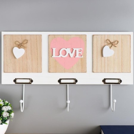 Decorative wood hooks "Heart with the inscription LOVE" 23x40x4.5 cm