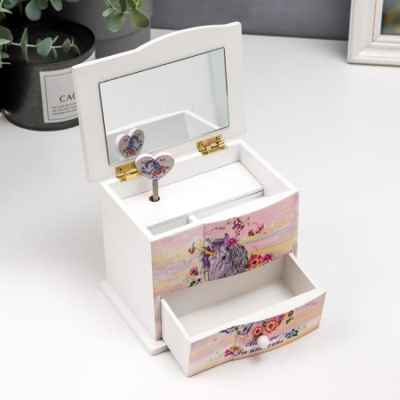 Casket wood chestnut 1 Musical box "Unicorn in colors" 11x14.7x10.6 cm-1