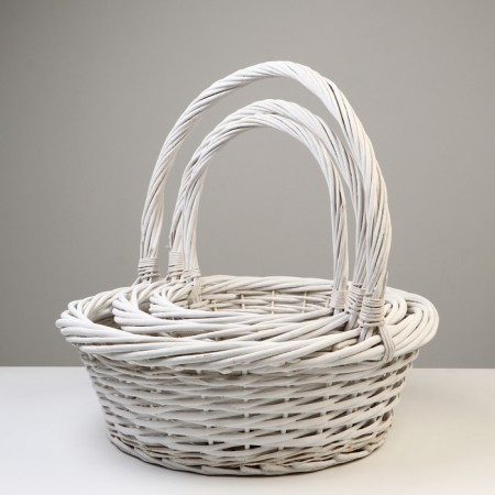 Stick of baskets, 49x18/45 cm, 39x16/38 cm, 30x13/33 cm, white, willow-2