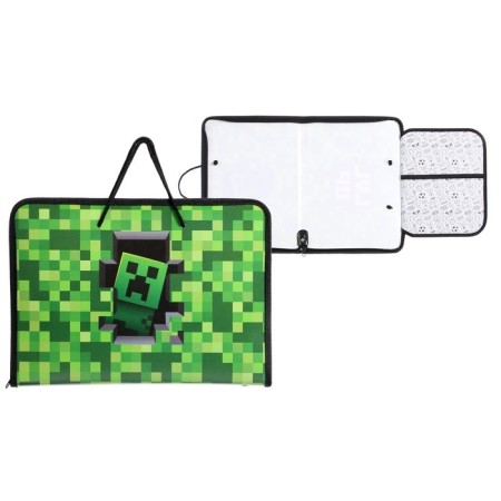 A4 labor folder with handles, 325 x 230 x 25 mm, zipper around, folding bar, plastic, PTR-6 calligrata "Pixels"-1