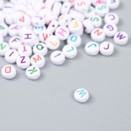 Beads for creativity Plastic "English Bukva in the Circle" Multi -colored set of 15 grams 0.3x0.6.x0.6cm mix 9485558-2
