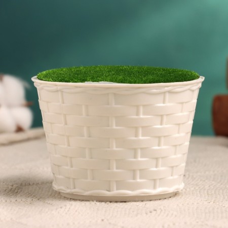 Floristic pot "Basket" white, 10x10x7cm-2