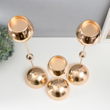 Summary metal per 1 candle "Drop" set 3 pcs d = 5 cm gold 12x36.5, 12x46.5, 12x56 cm-2