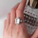 Ring "Classic" rectangle, white color in silver, dimensionless