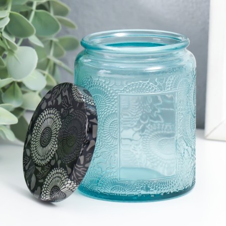 Bank for candles glass with a “flower” lid, cylinder 9x7x7 cm, mix-2