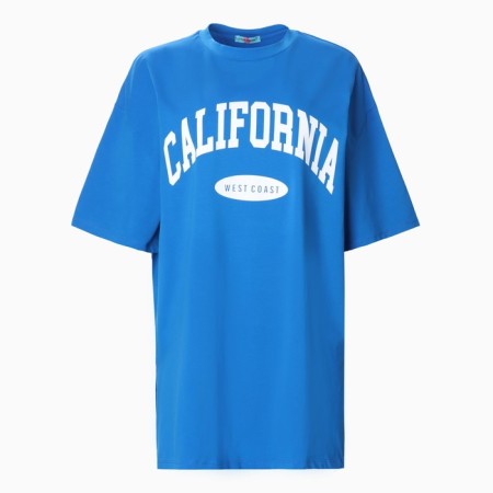 Female T-shirt, bright blue color, Oversize size (42-46)-5