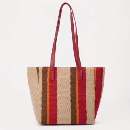 Lightning-there is a beige/brown/red bag.