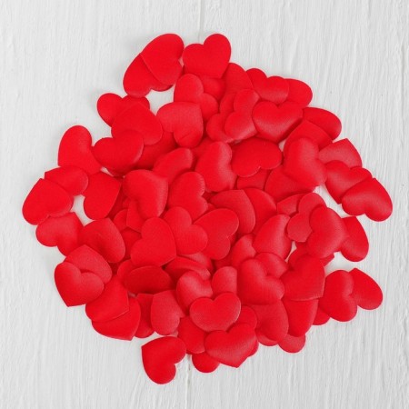 Decorative hearts, set 100 pcs., 2 cm, red color