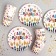 A disposal of paper dishes is a single birthday ”, candles and stars