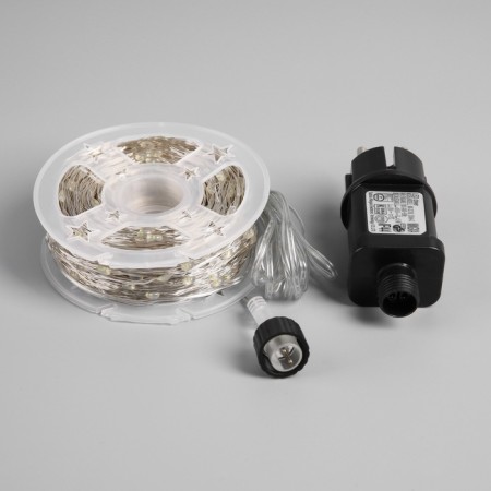 Garland "thread" 100 m dew, IP44, silver thread, 1000 LED, white glow, 18 V-2