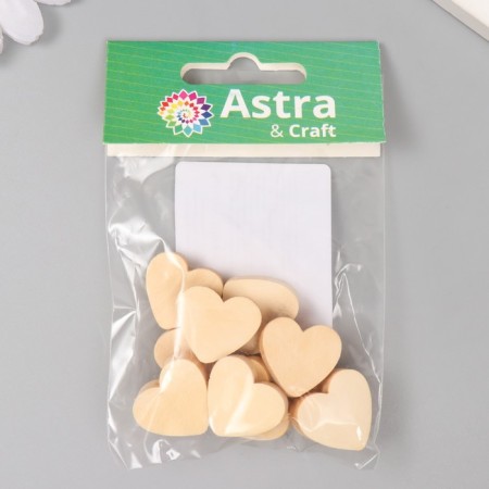 Wooden beads "Astra" hearts 19x21 mm, 18 gr. 10 pcs/pack, natural wood-3