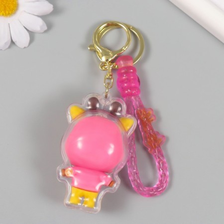 Trick rubber with carbine, strap "Girafics in the pink sweatshirt" 7x4x3 cm-3