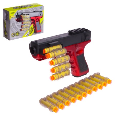 Glock pistol, shoots soft bullets, tape feed