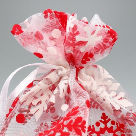 Bag gift organza "New Year's dance", snowflakes, 16 x 24 cm +/- 1.5 cm, New Year-2
