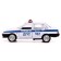 Metal machine LADA-21099 “Police Sputnik”, 12 cm, doors and trunk open, white color