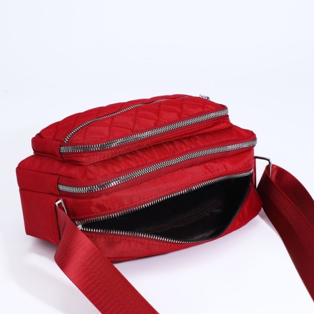 Cross-Bodi Bag with zipper, external pocket, red color-4