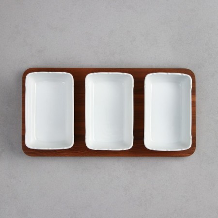 Menzhitsa "Wave", 3 pcs: 400 ml, wooden base, porcelain, Iran-4