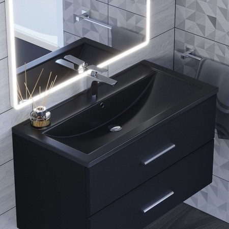 Sink uperwood Foster Quartz 90 cm, quartz, black matte, space