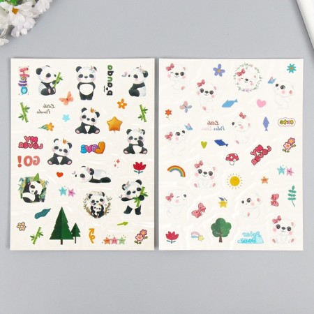 Tattoo on the body color "White Bears/Panda" MIX 24x14.5 cm