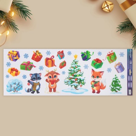 Vinyl stickers on the windows "New Year's holiday", reusable, 70 x 25 cm, New Year-1
