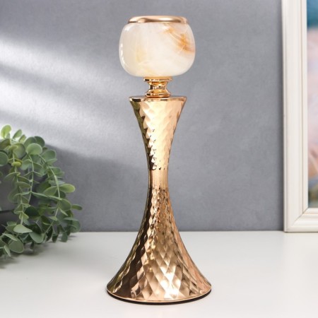 Summary Metal for 1 candle "Embossed geometric pattern" gold 28x11x11 cm-3
