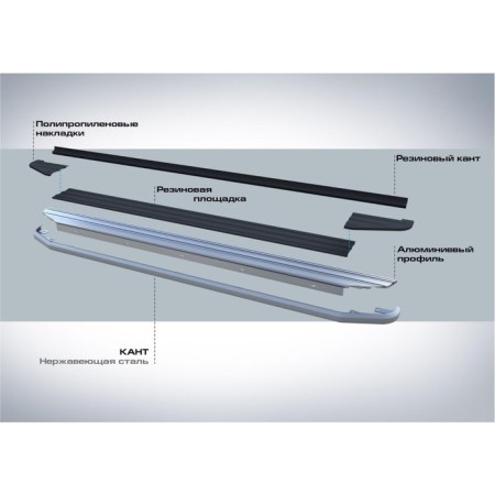 Thresholds for the car "Premium" Rival for Ford Kuga II 2013-2017 2016, 180 cm, 2 pcs., Aluminum, A180alp.1804.2-2