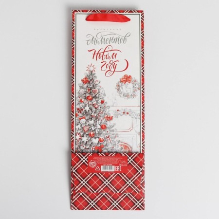 A package for a bottle of craft "Magic moments", 13 x 36 x 10 cm, New Year-5