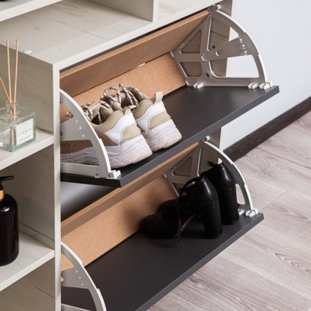 Vertical shoe ultra plus, 750 × 246 × 859 mm, 2 sections, color of oak craft white / graphite-2