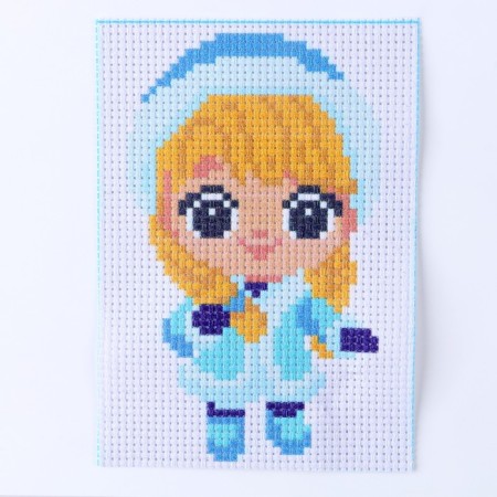 Set for creativity. New Year's embroidery with a cross "New Year! Sweet Snow Maiden ", 14 x 10 cm-2
