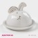 A dish with a lid of the shade "Bunny in gold", 12 × 9.5 cm, white color