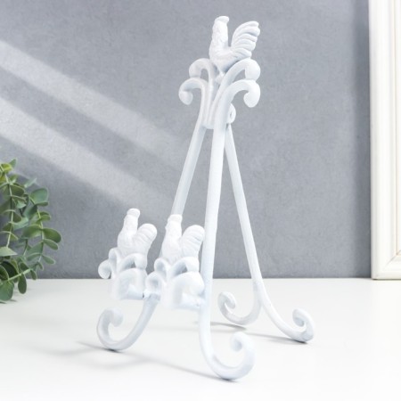 Souvenir cast iron stand "Rooster and chicken" white 28x6x16 cm-3