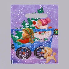 New Year train package, polyethylene with a cut pen, 20 x 30 cm, 30 μm