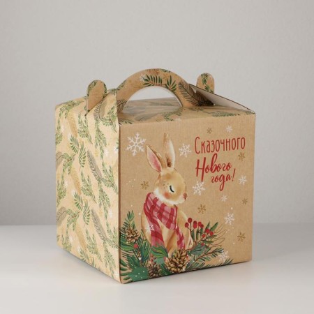 Confectionery box with a window, a chest, a “fairy tale” 20 x 20 x 20 cm, New Year-2