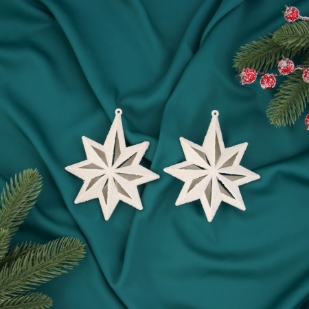 Christmas tree decoration "Snowflake is multifaceted" (set 2 pcs) 11.5x9.5 cm, white