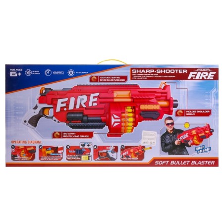 Blaster "Fiery", shoots with soft bullets, works on batteries-13