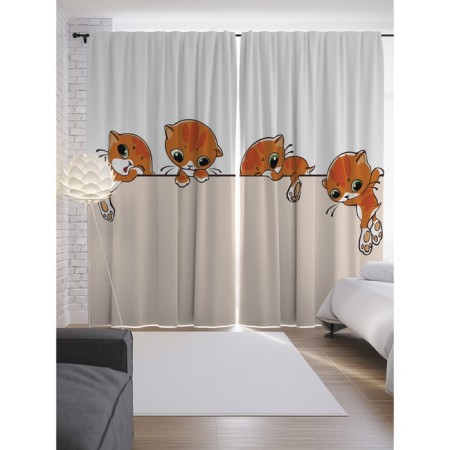 Photostes "Adventures of cats", Saten, size 145x265 cm, 2 pcs