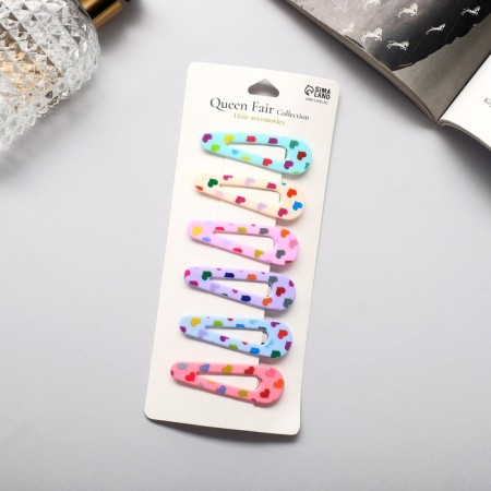 Invisibility for hair "Beatrice" (set 6 pcs) love, 5 cm, mix