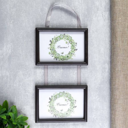 Double photo frame on braid L-4 10x15 cm, wenge-1