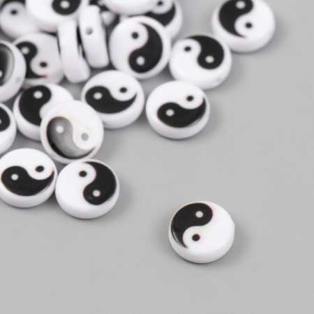 Beads for creativity Plastic "Yin-Yang" white-black set 31 pcs 0.4x1.1x1.1 cm-1