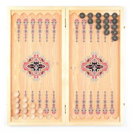 Backgammon "lion and tiger", wooden board 60 x 60 cm, with a field for playing checkers-1